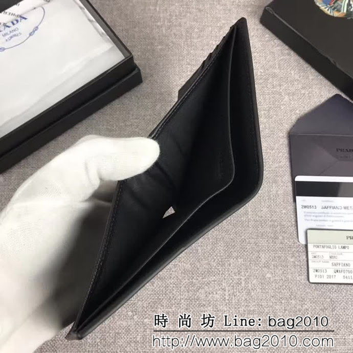 PRADA普拉達 官網同步 專櫃最新款 十字紋牛皮 男士短款錢夾 2M0513 DD1889